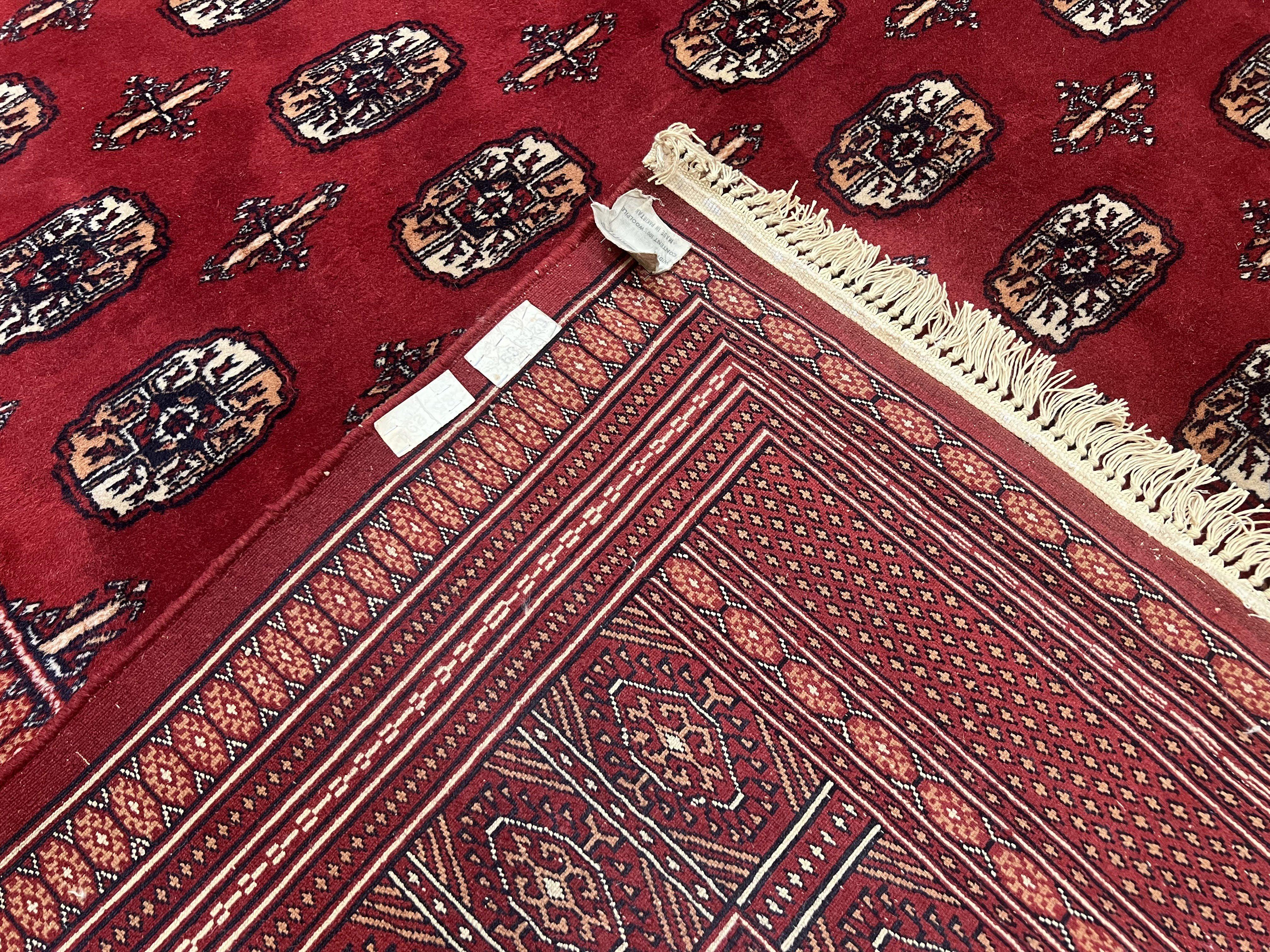 Turkoman Bukhara Rug 8x10, Vintage Bokhara Carpet 8 x 10, Red and