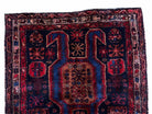 4 X 6 Antique Handmade Wool Tribal Hand-Knotted Rug Geometric Blue Red Veg Dyes - Jewel Rugs