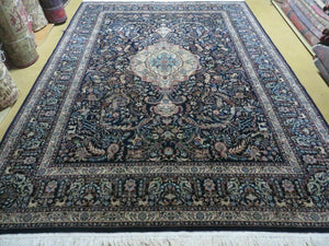 8' X 11' Vintage Handmade Chinese Oriental Allover Wool Rug Carpet Deer Blue - Jewel Rugs