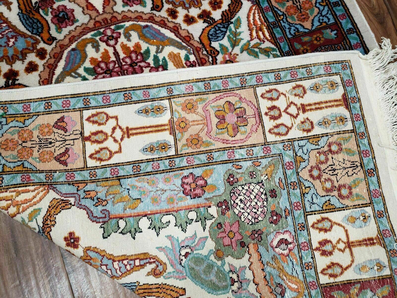 3' 3 X 5' Vintage Handmade India Kashmir Rug Birds Tree Of Life Vegy Dyes Nice - Jewel Rugs