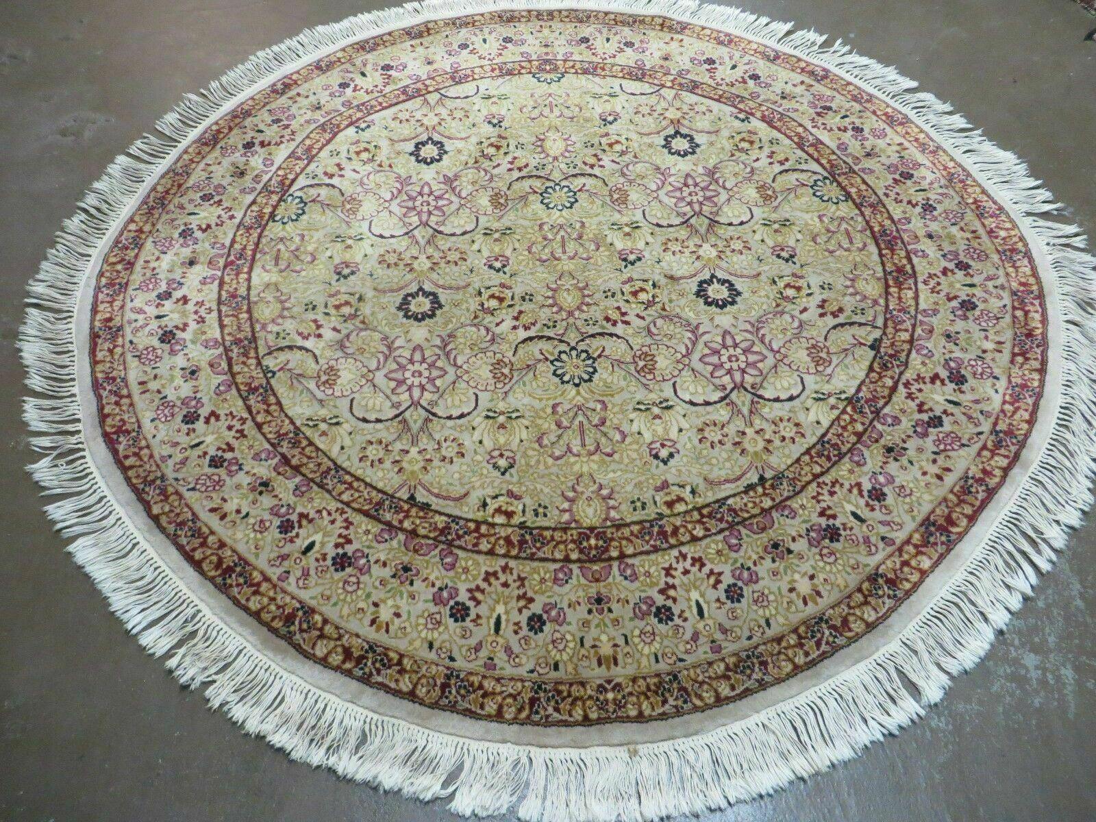 6' Handmade Fine Indian Wool Rug Carpet Round Silk Accent Beauty - Jewel Rugs