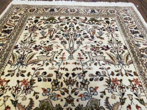 5' X 7' Vintage Handmade Indian Wool Rug Hunting TREE OF LIFE DEER Nice - Jewel Rugs