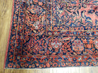 Antique Persian Oriental Rug 9x12, Room Sized 1920s Persian Area Rug, Hand-Knotted Fine Unique Carpet, Wool, Red Blue & Beige, Farmhouse Rug - Jewel Rugs