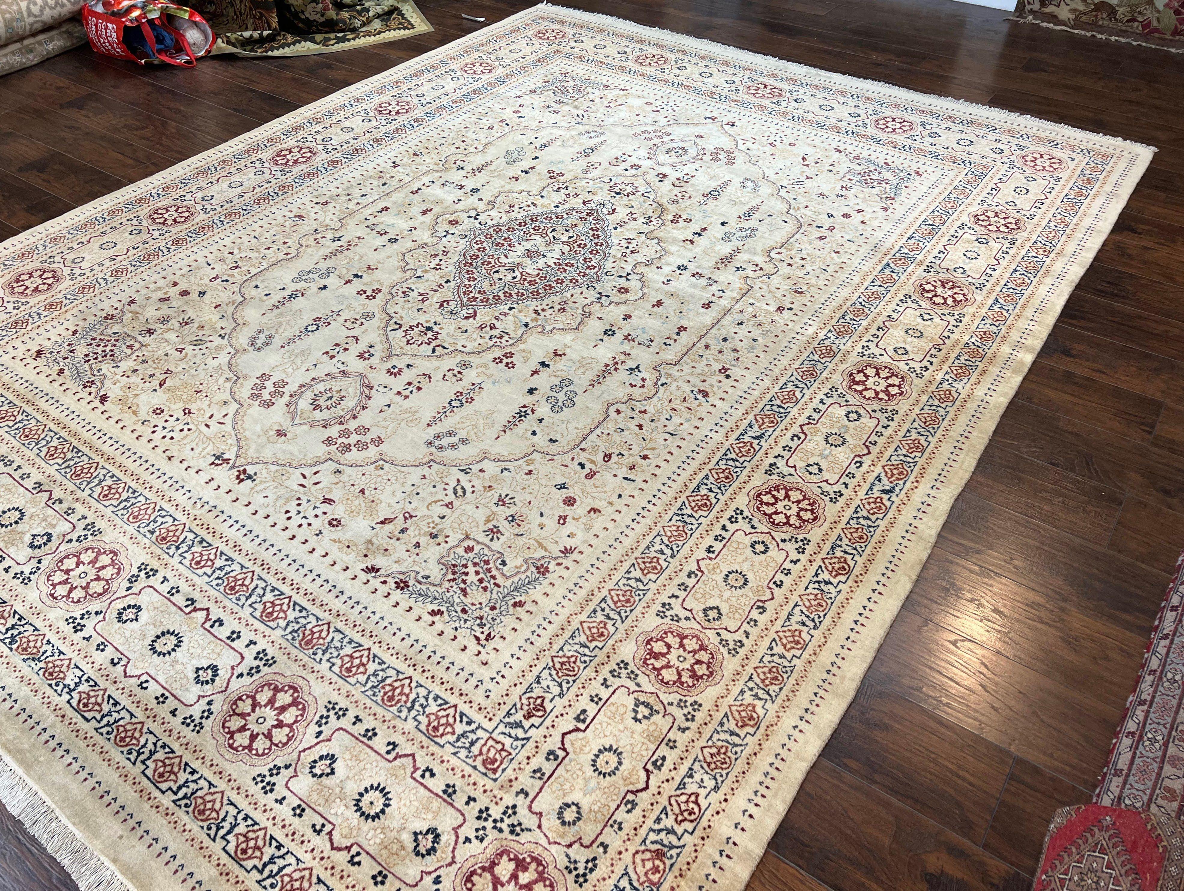 Pak Persian Rug 9x11, Very Fine Hand Knotted Oriental Carpet, Haji Jalili Design, Ivory/Cream, Wool Handmade Room Sized Rug 9 x 11 ft, Nice - Jewel Rugs