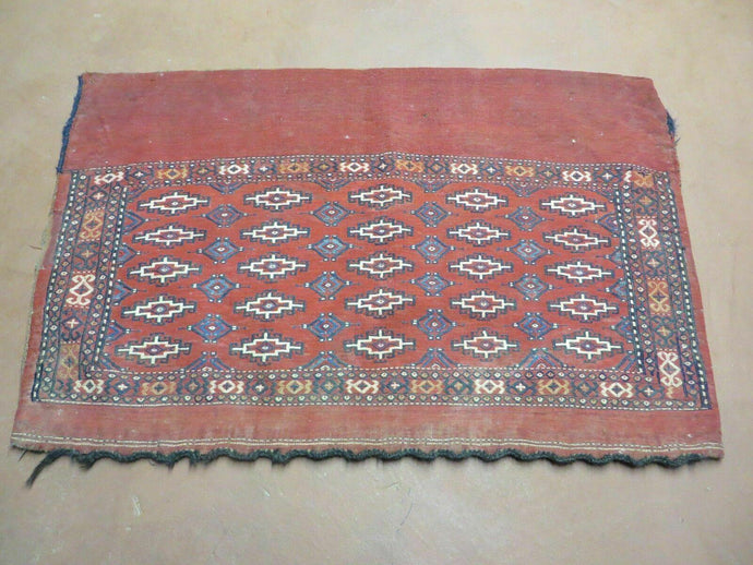 2.5' X 4' Antique Handmade Turkoman Tribal Wool Rug Cushion Case Yamud Soumak - Jewel Rugs