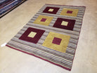 4x6 Colorful Tibetan Kilim Rug Vintage Wool Modern Rug Abstract Design Nice Gold Maroon Multicolor Carpet - Jewel Rugs