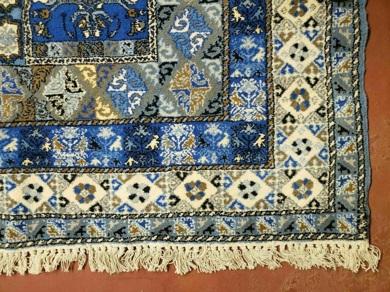 12' x 17' Palace Size Handmade Moroccan Urban Rabat Blue Panel Wool Area Rug - Blue and Beige - Jewel Rugs