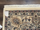 Indo Persian Area Rug 8x10, Wool Rug, Indian Oriental Carpet 8 x 10, Hand-Knotted Vintage Rug, Floral Allover, Ivory Light Gray Taupe Teal - Jewel Rugs