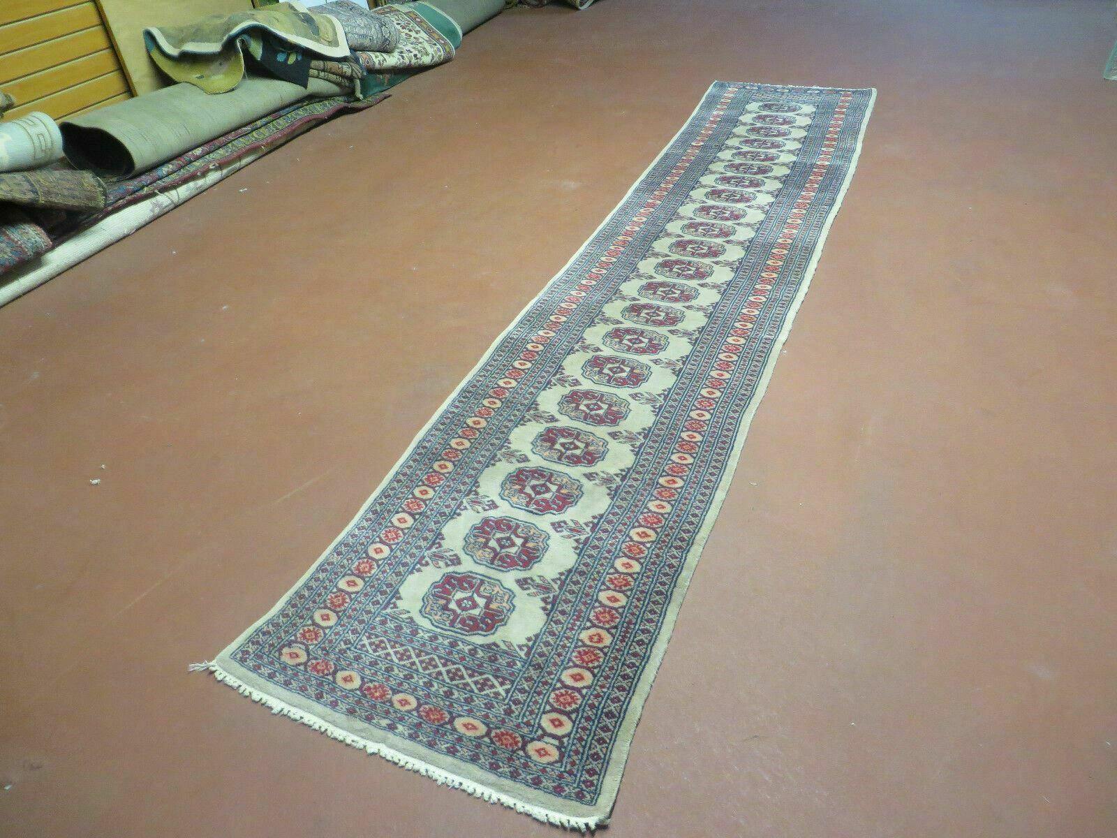 2' X 10' Vintage Handmade Bokhara Turkoman Pakistani Wool Runner Rug Narrow Nice - Jewel Rugs