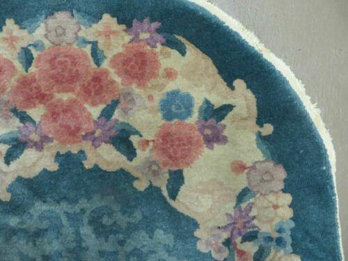 3' X 5' Vintage Handmade Chinese Art Deco Peking Oval Wool Rug Carpet - Jewel Rugs