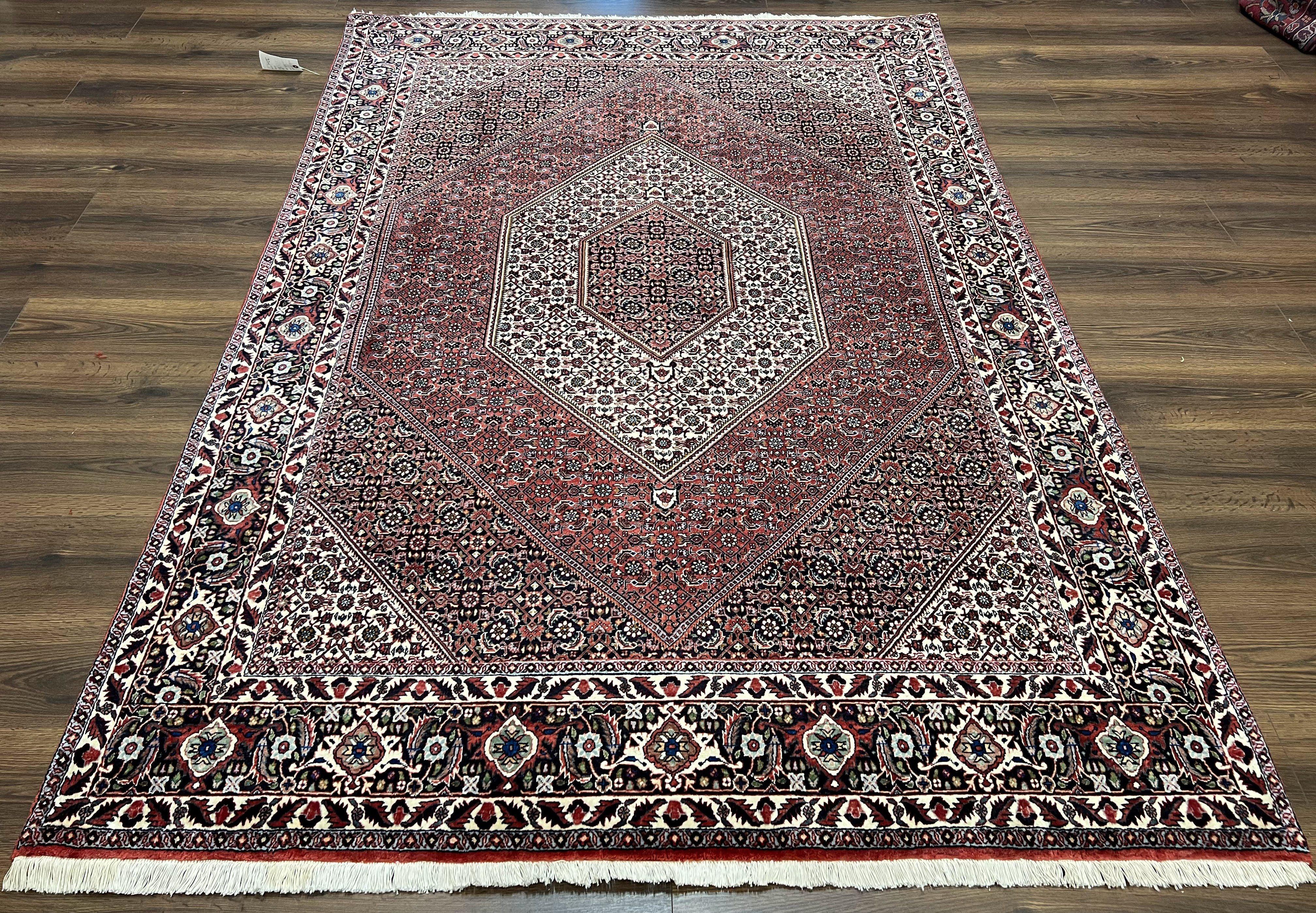 Beautiful Persian Rug 6x8 ft, Herati Mahi Bidjar, Ivory Rust Red Navy Blue Jewel Colors, Highly Detailed Very Fine Handmade Wool Oriental Rug - Jewel Rugs