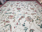 New Aubusson Rug, 10x13 Aubusson Rug, Hand-Woven Handmade, Floral Roses and Leaves, Beige/Ivory, Large Wool Flatweave Rug, 9x13 - 10x14 Rugs - Jewel Rugs