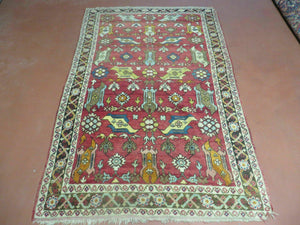 4' x 6' Antique Handmade Turkish Melas Oushak Wool Rug Carpet Nice - Jewel Rugs