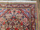 Semi Antique Persian Bidjar Rug, Ivory Red & Blue, Floral, Hand-Knotted, Wool, 3'4" x 5'3" - Jewel Rugs