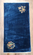 Blue Chinese Art Deco Accent Rug, 2x4 Vintage Nichols Rug, Wool Hand-Knotted East Asian Carpet, 2 x 4 Small Rug, Pair A - Jewel Rugs