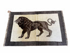 3 x 5 Handmade Rug Brown Beige Hand-Knotted Lion Rug New Vintage Quality Animal - Jewel Rugs