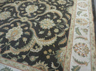 7' X 10' Vintage Machine Made Floral Oriental Wool Rug Black Nice - Jewel Rugs