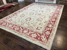 Peshawar Rug 8x12 Pakistani Carpet, Oriental Rug 8 x 12 Chobi Rug, Beige and Red, Allover Large Floral Design, Hand Knotted Vintage Wool - Jewel Rugs