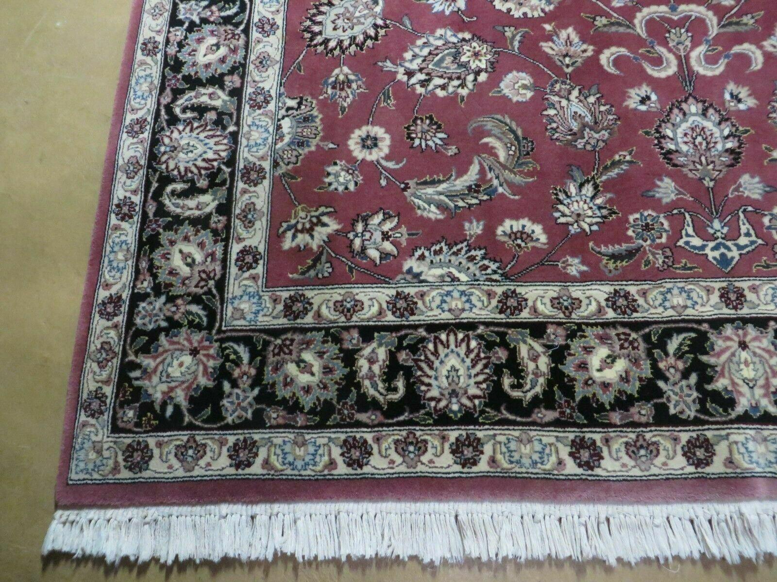 6' X 9' Vintage Handmade Fine India Floral Oriental Silk Accent Wool Rug Carpet - Jewel Rugs