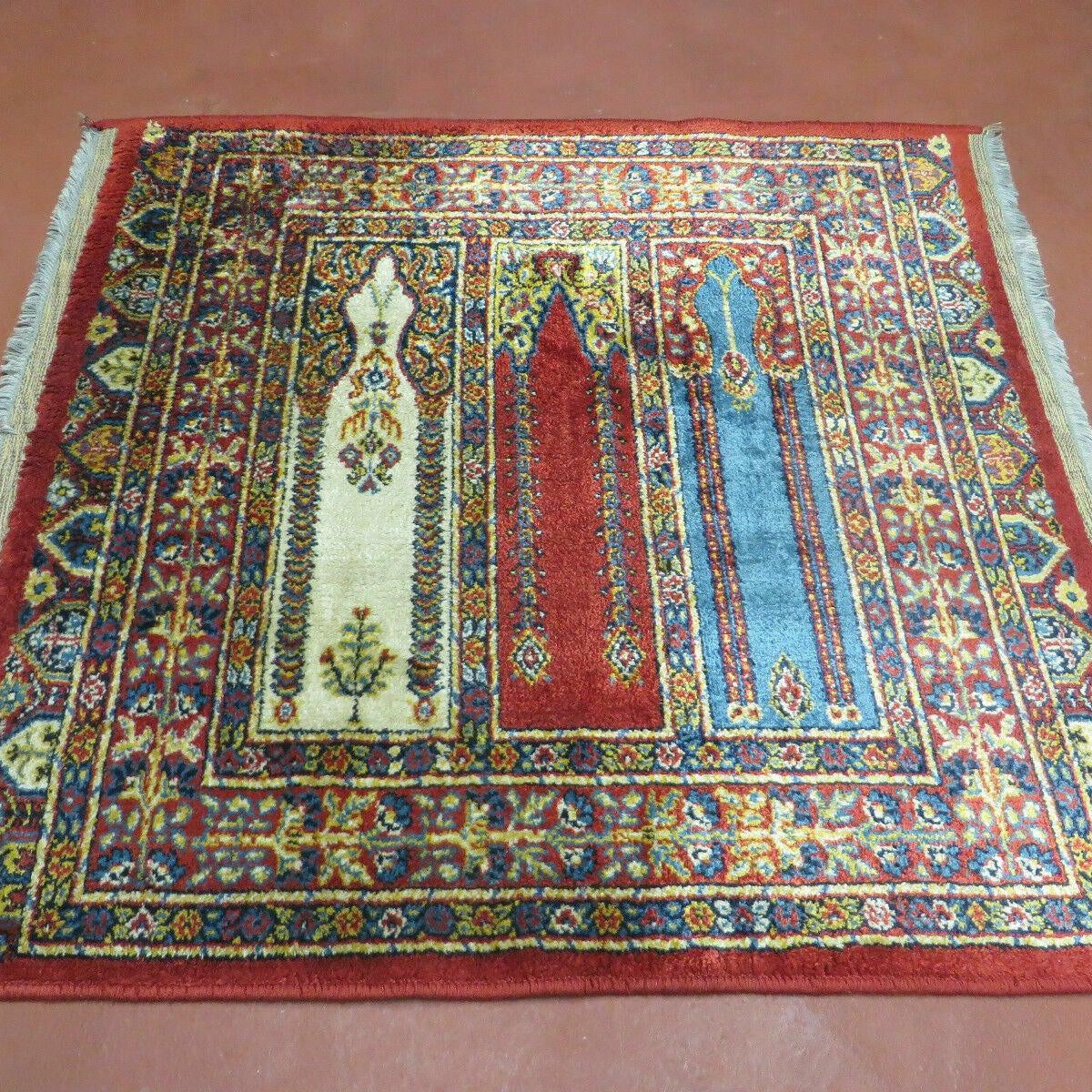 3' X 3' Vintage Machine Made Belgian Belgium Rug Mehrab Prayer Pattern ...