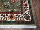 Indo Persian Rug 8x10, Green Indian Carpet, Indo Mahal Room Sized Rug, Green and Ivory Rug, Traditional Oriental Carpet, Wool, Soft Pile - Jewel Rugs