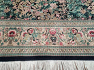 9'X 12' Hand Made William Morris Arts & Crafts Wool Rug Carpet Black Green Worn - Jewel Rugs