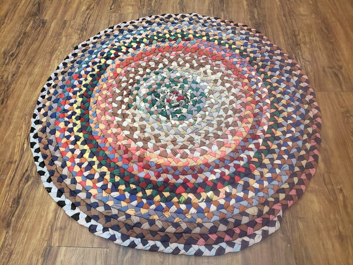 Colorful Braided Rug, 4ft Round Rug, Multicolor Braided Rug, Hand Braided Rug, 4x4 Round Rug, Vintage Braided Rug, American Braided Rug - Jewel Rugs
