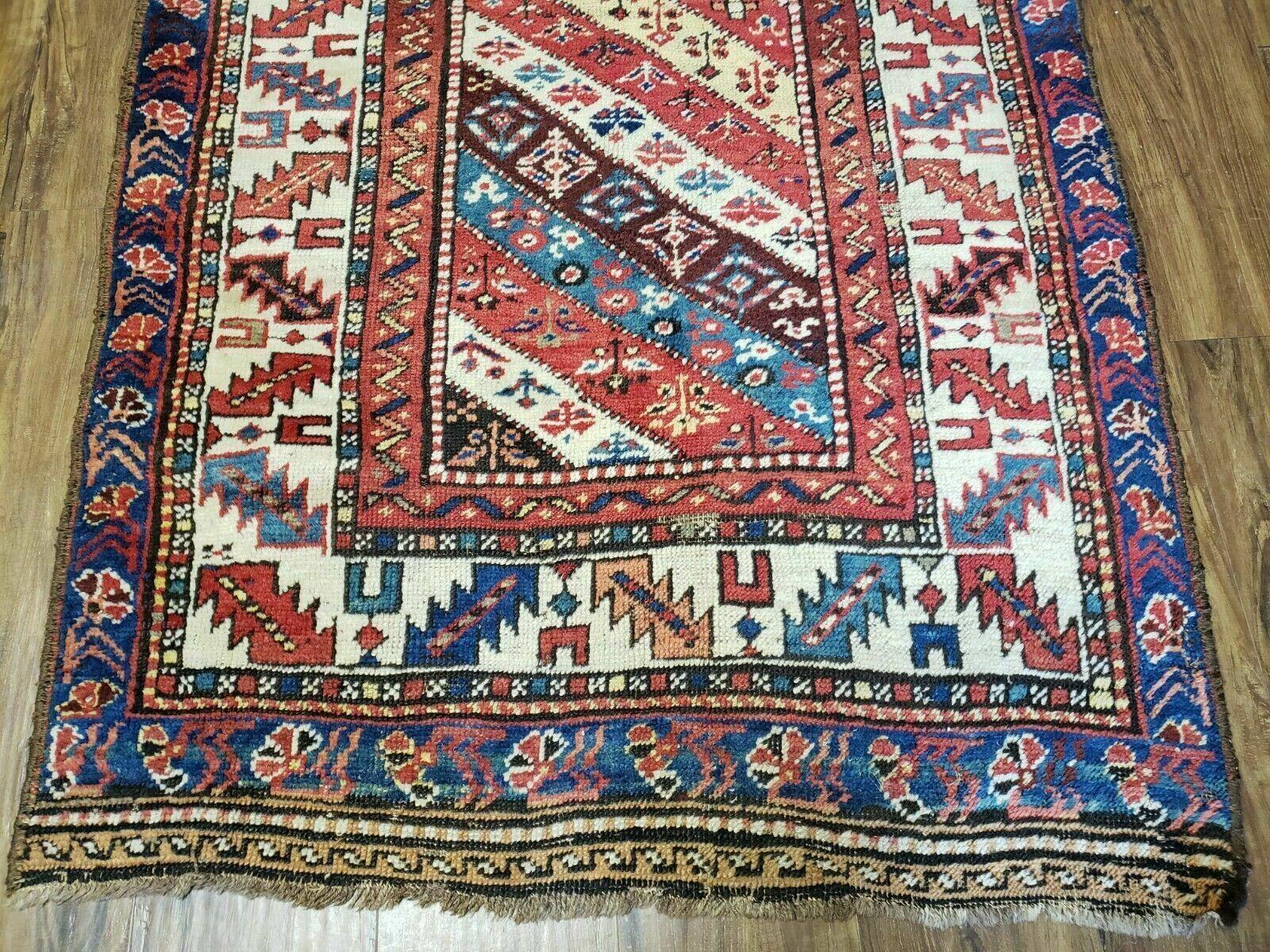 3' 5" X 8' 4" Antique Handmade Caucasian Wool Rug Runner Talesh Tribal Organic - Jewel Rugs