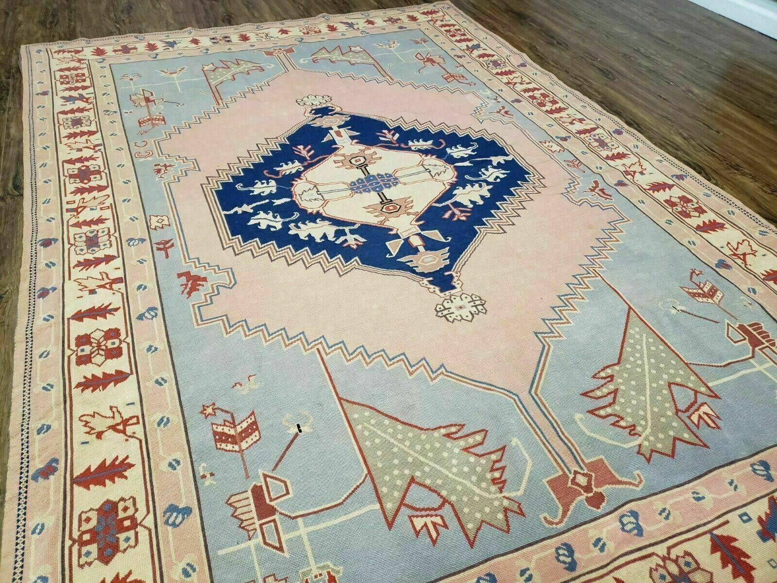 6' X 9' Vintage Handmade Chinese Needlepoint Wool Rug Flat Weave - Jewel Rugs