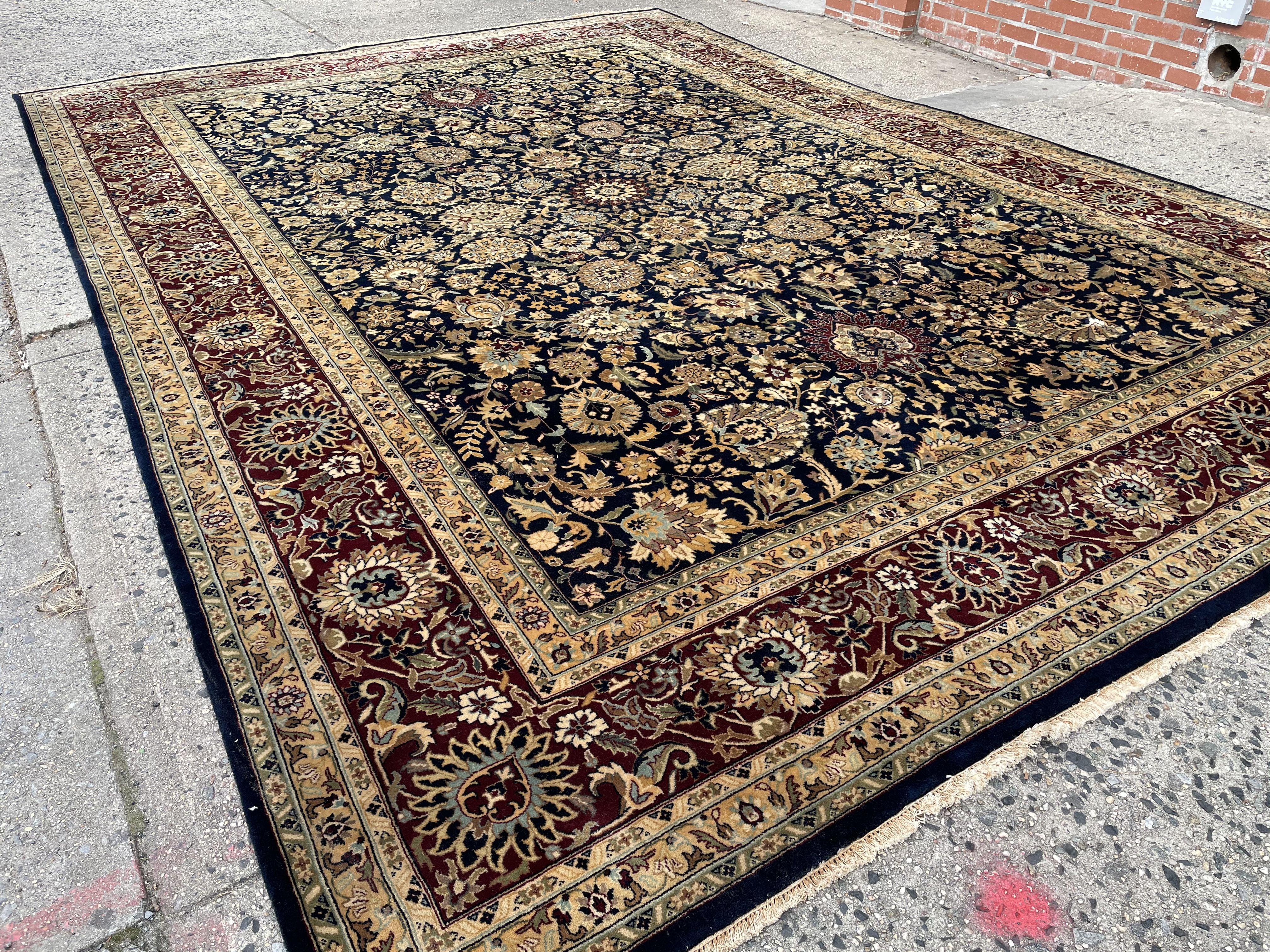 10 X 14 Handmade Hand-Knotted Wool Rug Black Red Floral Organic Dyes Beautiful - Jewel Rugs