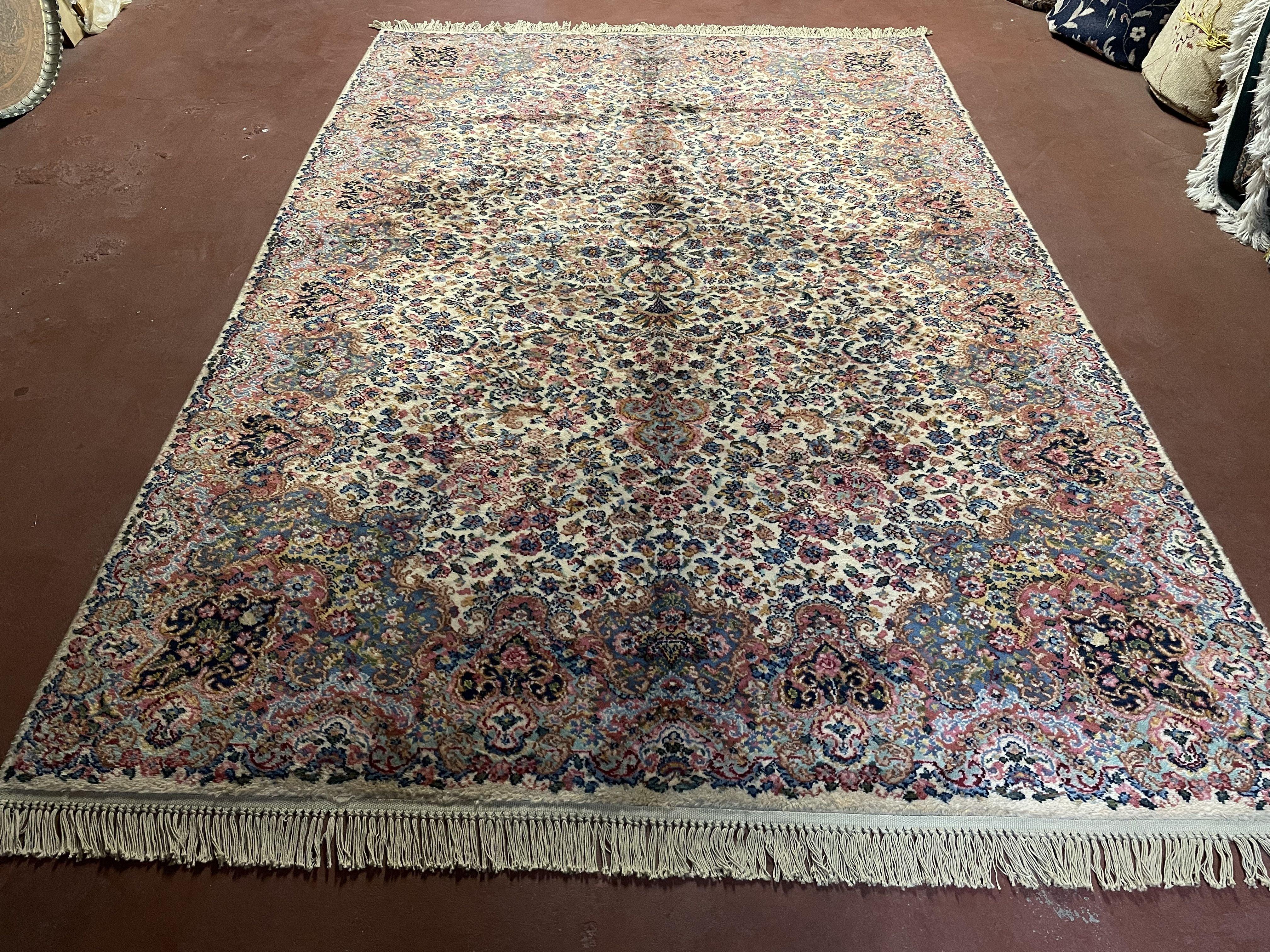 Karastan Rug Floral Kirman #742, American Made, 5'9" x 9", 6x9 Vintage Karastan Wool Rug, Royal Kirman Pattern - Jewel Rugs