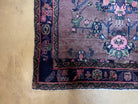 3' 4" X 9' Antique Handmade Wool Rug Pink Purple Runner Floral Organic Dyes - Jewel Rugs