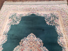 Karastan Green Kirman Medallion #753 Area Rug 5.9x9, Original Vintage Karastan, Discontinued Karastan Carpet, 6 x 9 Wool Karastan Rug - Jewel Rugs