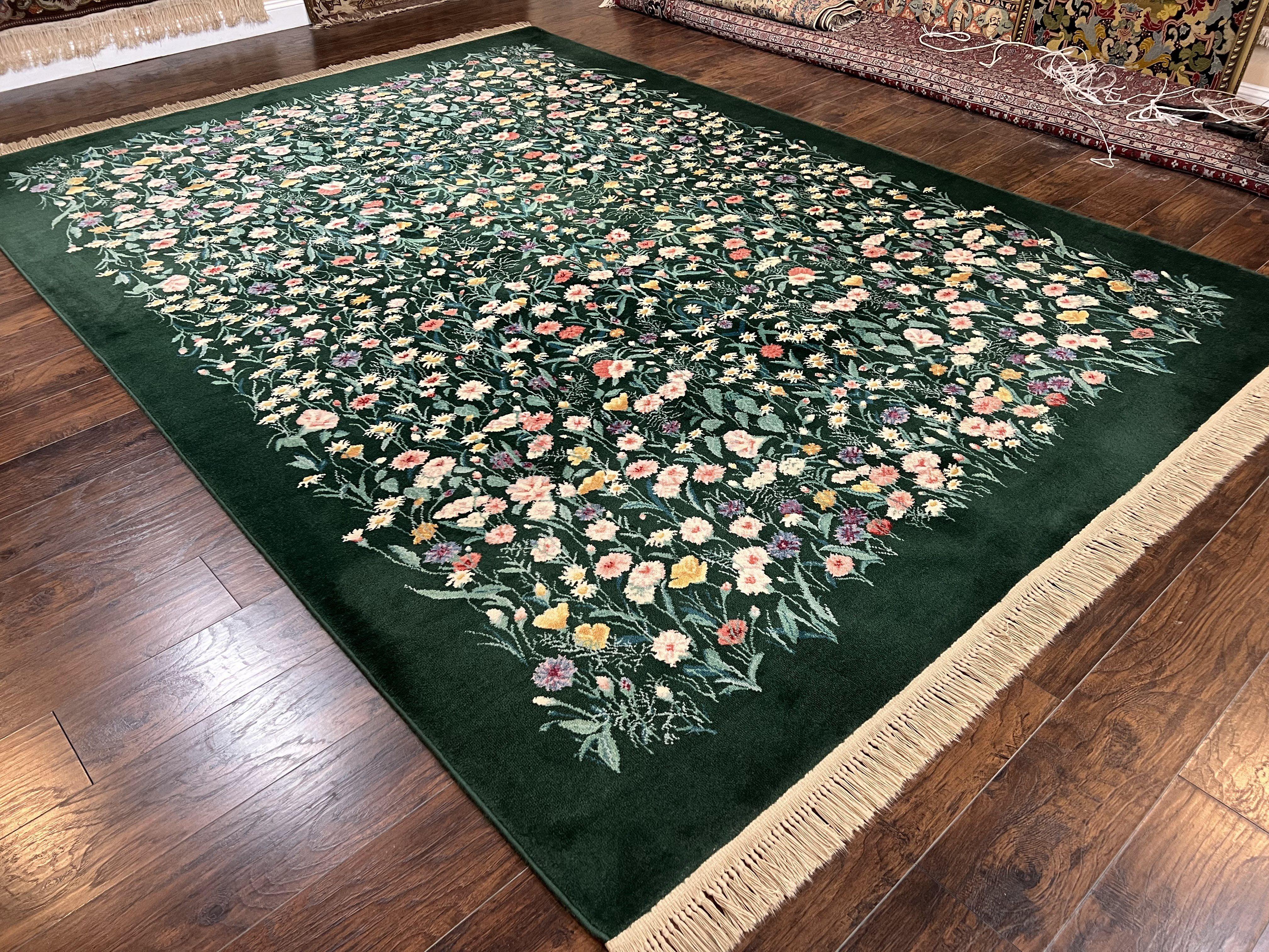 Karastan Garden of Eden Rug 8.8 x 12 Karastan Rug, Wool Karastan Carpet, Vintage Karastan, Green, Multicolor Flowers Allover, Area Rug, Nice - Jewel Rugs