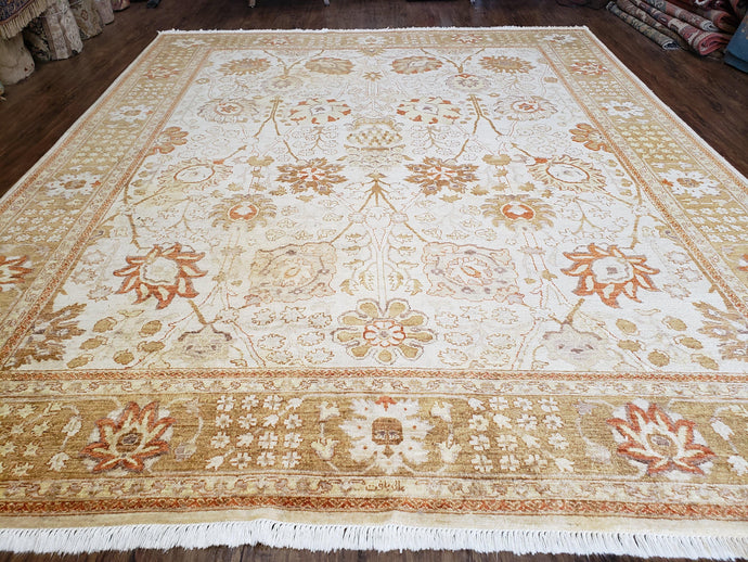 8x10 Oushak Rug Pakistan Peshawar Sultanabad Mahal Wool Carpet Neutral Colors Beige Tan Vintage Hand-Knotted Quality 8 x 10 Area Rug - Jewel Rugs