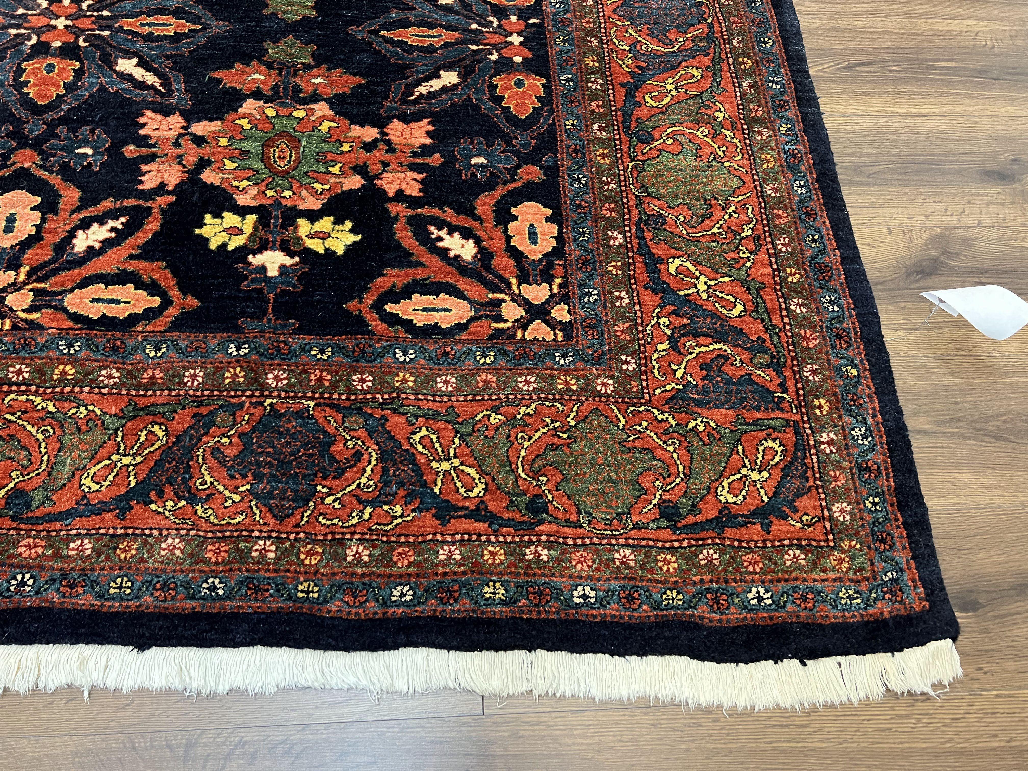 Wonderful Persian Rug 7x10, Navy Blue and Red, Allover Floral Pattern, Bidjar Carpet, Authentic Oriental Rug 7 x 10, Wool Hand Knotted Rug - Jewel Rugs