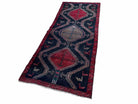 3 X 7 Handmade Wool Tribal Runner Rug Geometric Red Blue Boho Organic Dyes - Jewel Rugs