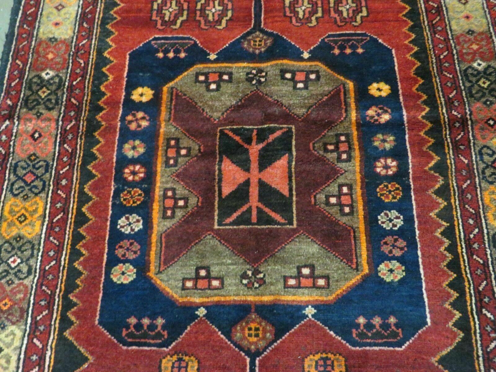 3' 10" X 10' Antique Handmade Turkish Anatolian Kazak Wool Runner Rug Nice Red - Jewel Rugs