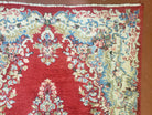 3x5 Persian Kirman Rug, Oriental Persian Carpet 3 x 5, Wool Vintage Hand-Knotted Rug, Floral Medallion, Open Field, Small Rug, Red Beige Light Blue - Jewel Rugs