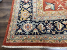 12x18 Oriental Rug, Palace Sized Hand Knotted Carpet, Oversized Wool Rug 12 x 18, Red Navy Blue Green, Allover Floral Safavieh Samarkand Rug - Jewel Rugs