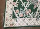 3' 6" X 5' 6" Hand Stitched Indian Wool Rug with Backing Green Beige - Jewel Rugs