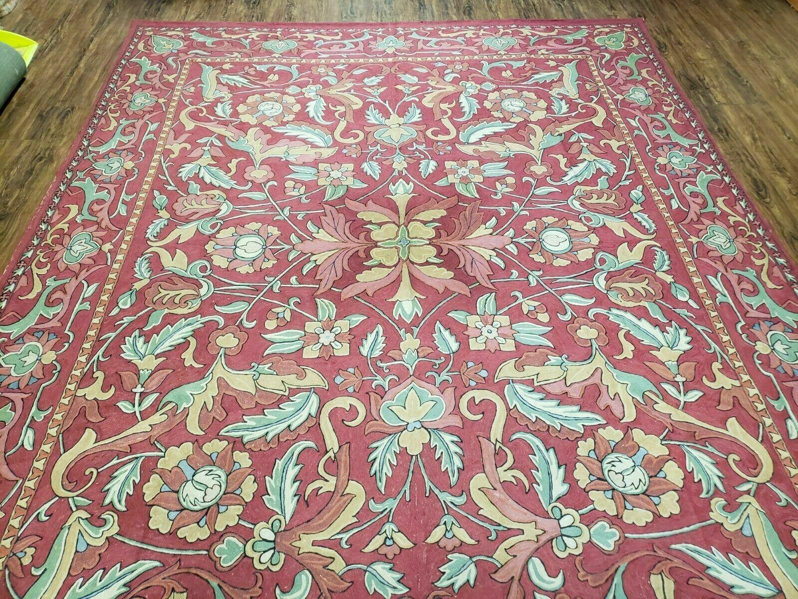 8' X 10' Vintage Indian Embroidery Hand Stitched Asmara Kashmir Rug Wool Nice - Jewel Rugs