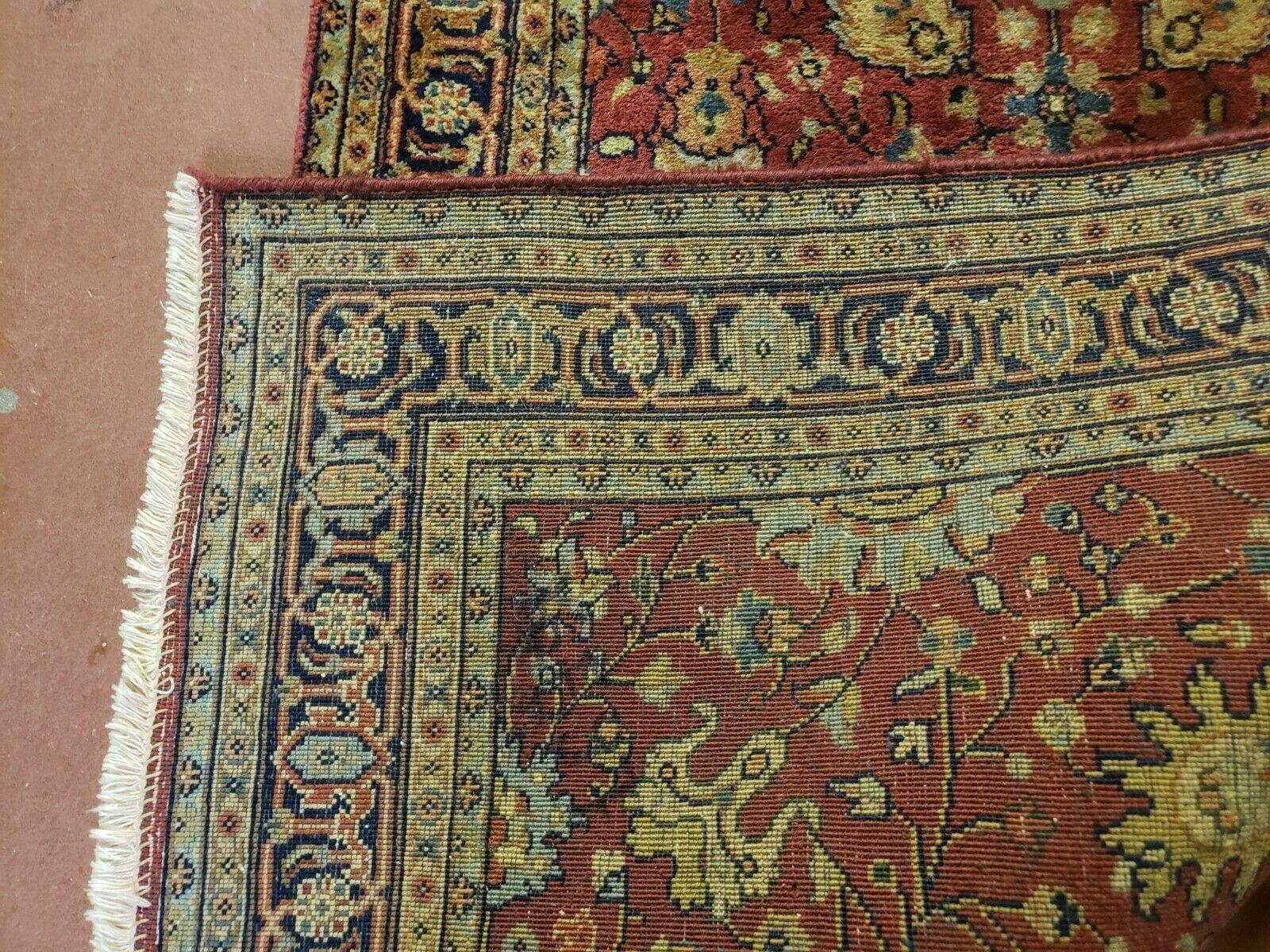 2' 7" X 12' Vintage Handmade Indian Floral Wool Rug Runner Red Oriental Carpet Nice - Jewel Rugs