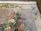 8' X 10' Vintage Handmade Chinese Art Deco 120 Lines Wool Rug Flowers Mauv - Jewel Rugs