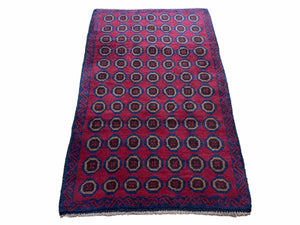 3'X 4'8" Vintage Handmade Tribal Wool Rug Balouchi Rug Afghan Rug Red Beige Blue - Jewel Rugs