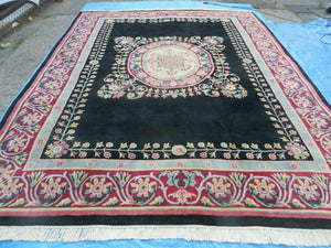 9' X 12' Decorative Chinese Aubusson Hand Knotted Pile Wool Rug Black Nice - Jewel Rugs