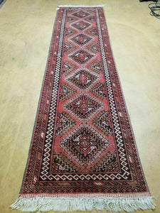 2' 5" X 9' Vintage Handmade Bokhara Red Turkoman Pakistani Wool Runner Rug Organic - Jewel Rugs