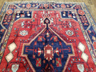 Antique Persian Zanjan Nahavand Heriz Rug, Red & Blue, Hand-Knotted, 5' x 9' 7" - Jewel Rugs