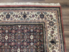 Indo Bidjar Rug 7x10, Indo Persian Bijar Carpet 7 x 10 ft, Herati Allover Floral, Maroon and Cream, Wool Hand Knotted Vintage Oriental Rug - Jewel Rugs