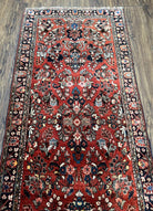 Persian Sarouk Rug 2.7 x 6.6, Antique Oriental Carpet, Short Runner Rug, Floral Rug, Red Dark Blue Cream, Hand-Knotted, High Quality, Authentic Wow - Jewel Rugs